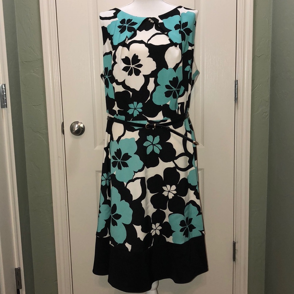 NEW AGB Woman Black, White and Turquoise Dress 22W